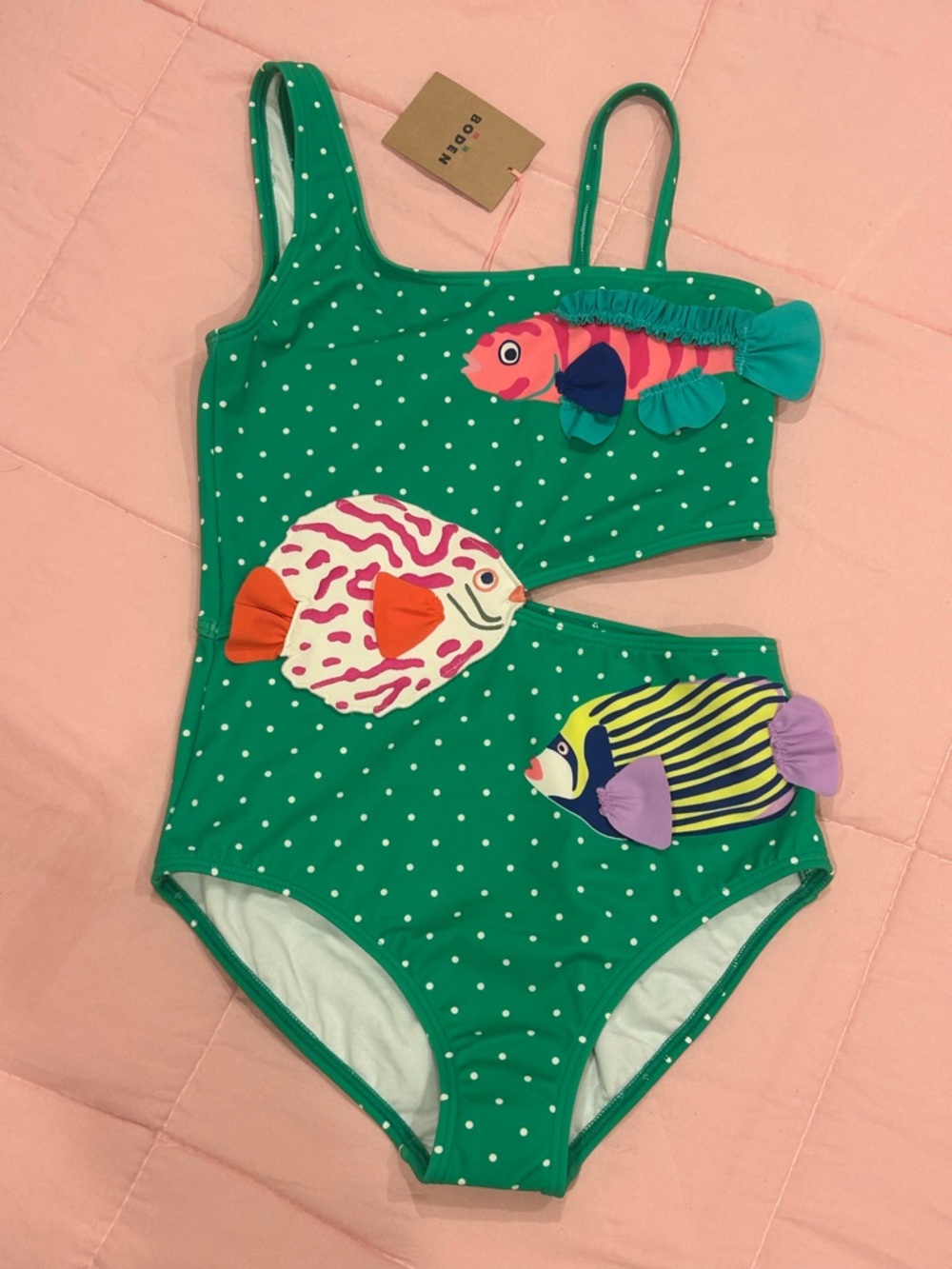 NWT Mini Boden Girls Fish Appliqué Swimsuit 👙🐠